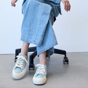 ZARA Women'sc Casual Denim sneakers  Denim Blue Size 9 New